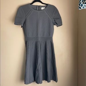 MILLY gray knit dress fit flare M tulip ribbed